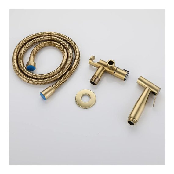 Bidet-Armaturen Damenhygiene-Sprühset in gebürstetem Goldmessing wandmontiert mit Einzelkaltwasser – Toiletten-Bidet für Badezimmer und Tuchwindelpflege