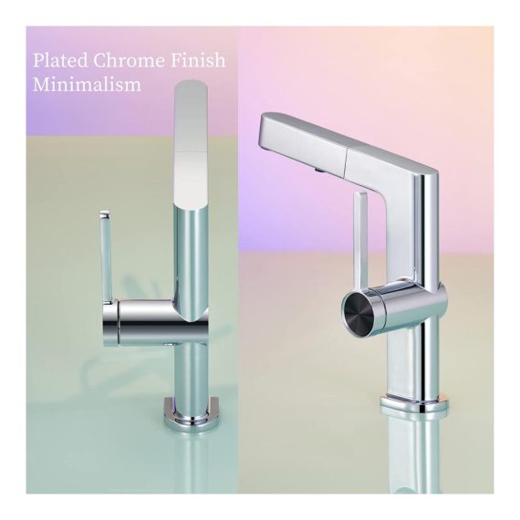 Chrom Handbrausen Waschtischarmatur - Moderne Badezimmerarmatur mit ausziehbarer Handbrause (2 Modi) für Waschbecken - Hochwertige Waschtischarmaturen mit Handbrause für Ihr Badezimmer