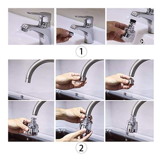 360 ° schwenkbarer Luftsprudler Wasserhahn - Wassersparender Strahlregler für Waschbecken mit erweitertem Bubbler Tap Belüfter und Doppelfunktionalität