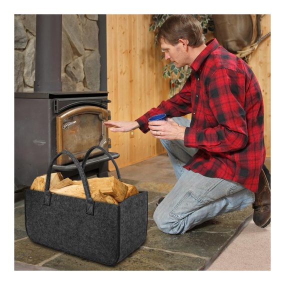 Holzkörbe Brennholz Tasche 2 Stück - Filz Tragetasche 30 kg Kapazität - Robuste Multifunktionshandtasche für Einkäufe und Transport