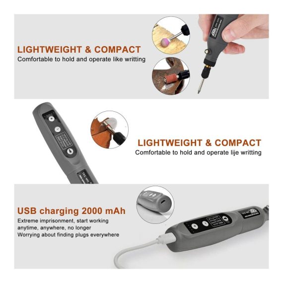 Multifunktionswerkzeug Mini Rotationsbohrer mit USB-Akku und variabler Geschwindigkeit – Mehrzweck Schleifmaschine und Gravurset für Polieren Schneiden und Schärfen – Elektrisches DIY-Werkzeugkit