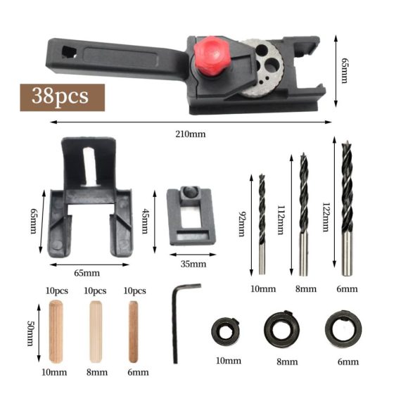Bohraufsätze mit Ortungswerkzeug und Schablonen-Klemme - Perfektes Set für präzise Löcher und sicheres Bohren in Holz