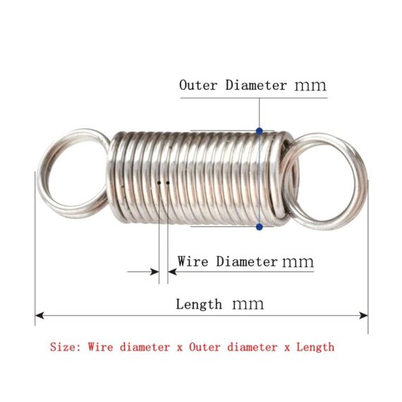 Edelstahl Zugfedern Set – 5 Stück Drahtdurchmesser 12 mm mit geschlossenem Ring ideal als Ersatzfedern. Zylindrische spiralförmige Rückzugsfedern Außendurchmesser 8 mm Länge 30–60 mm – Hochwertige Federstifte für vielfältige Anwendungen