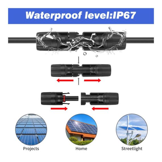 20 Paar Multi-Contact-Solarstecker IP67 1000 V 30 A wasserdichter Solarmodul-Kabelverbinder inklusive Schraubenschlüsseln