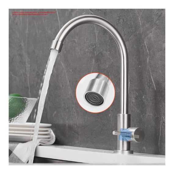 Einhand-Küchenarmatur aus Edelstahl | 360° Schwenkbarer Wasserhahn für Küche und Spül | Kaltwasserhahn mit Silber-Finish | Moderner Einhebelmischer | Kaltem Wasser 360°Drehbar | Wasserhahn für Kaltem Wasser