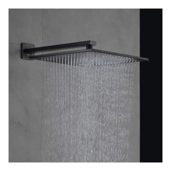 16-Zoll Schwarz Bronze Regendusche Wandmontierter Wasserhahn für Badewannen- und Duschsysteme
