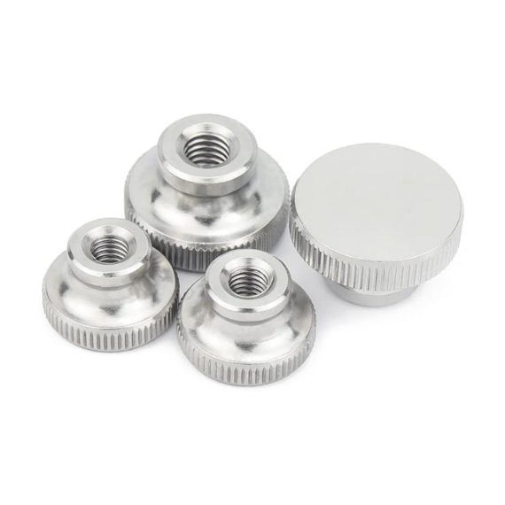 Rändelmuttern Set aus hochwertigem 304-Edelstahl - M6 Gerändelte Daumenmuttern mit Sackloch und hohem Kopf (4 Stück