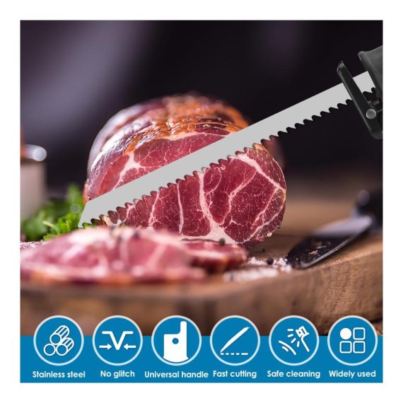 Edelstahl Säbelsägeblätter Set - 6 Stück 305 cm Tiefkühlkost Messer für präzises Schneiden von gefrorenem Fleisch Truthahn und Fisch - Ideale Sägeblätter für Fleisch Rindfleisch und Knochen
