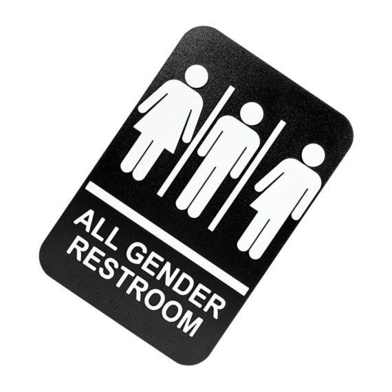 Toilet Signs Set - Modern Office Door Plates for Men and Women Restroom with Braille - Business Bathroom Decorations and Wall Art for Unisex WC - Unique Office Nameplate for Wall Décor