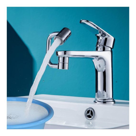 Doppelfunktions Wasserhahnstrahlregler - 1080° Schwenkbarer Küchen- und Badarmatur mit Verlängerungsfunktion aus Massivem Messing