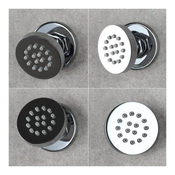 Dusch-Körpersprays mit Chrom-Finish 5 cm runde Massagedüsen aus Messing verstellbare Duschseitendüsen Wandhalterung Badezimmer-Duschkopf-Set mit 6pcs
