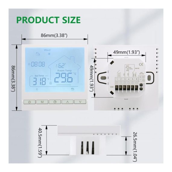 Programmierbarer Wengart Thermostat WG905 – Präzise Temperaturregelung und Luftfeuchtigkeitsanzeige für Heizsysteme (Weiß