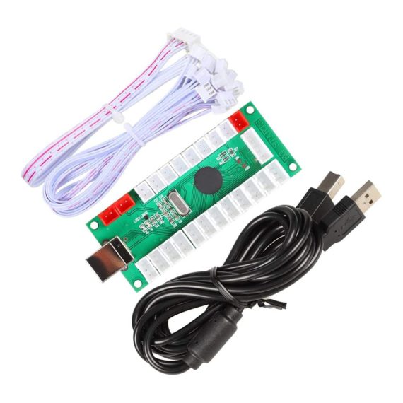 1-Spieler USB Arcade Controller Kit mit LED-Tasten für Mame Raspberry Pi PC-Spiele - Druckschalter 8-Wege-Stick DIY Joystick Teile (Weiß