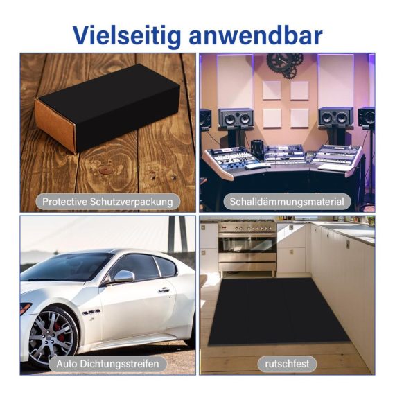 Selbstklebende Zellkautschukrolle 300mm(B) x3mm(D) x1.5m(L) - Multifunktionale Neopren-Schaumstoffplatte für DIY-Projekte (Schwarz
