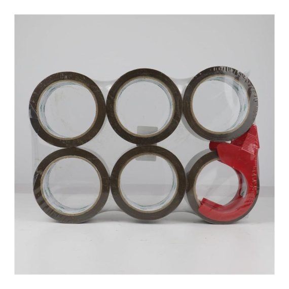 Paketbänder BOMEI PACK - Hochwertiges Paketklebeband Braun mit Gratis Plastik Abroller - 6 Rollen Packband 48mm 66m - Zuverlässiges Verpackungsmaterial für sicheres Verschließen und Versenden
