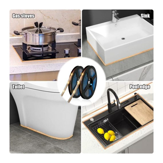 Roségold Selbstklebende Dichtungs- und Zierleisten - 2 Rollen 12m - Flexibel & Wand-/Deckenmontage - 8mm Breite - Perfekt für Dichtung Dekoration & Mehr