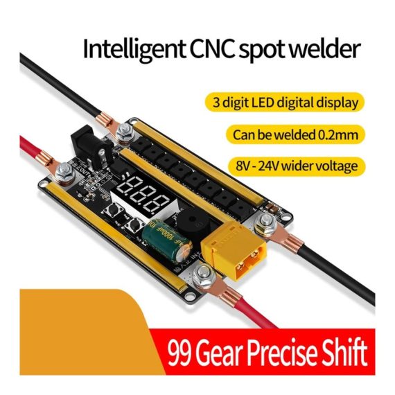 Punktschweißgerät GX591 DIY Kit - Kompaktes 8-24V Schweißgerät 99-stufig einstellbare Leistung Ideal für 18650 Batterien