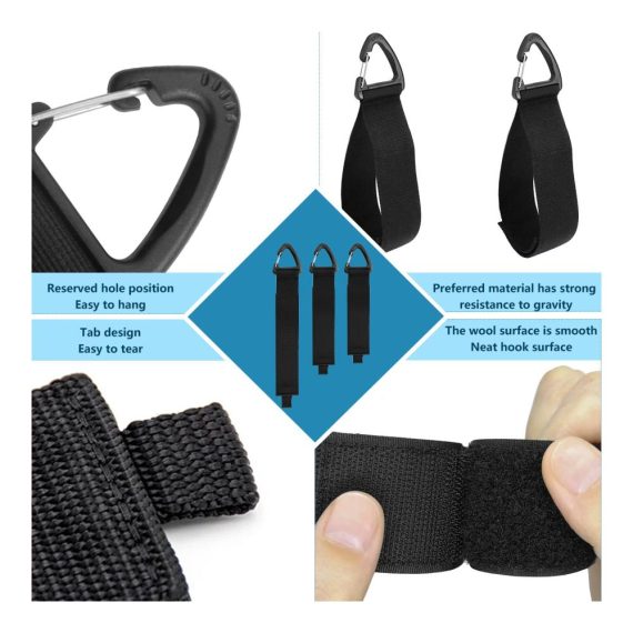 Wiederverwendbare Kabelriemen - 10 Stück Klettband mit Öse Wiederverschließbarer Aufbewahrungsgurt inklusive Karabiner - Ideal für Kabel Drähte und Seile (Drei Größen verfügbar