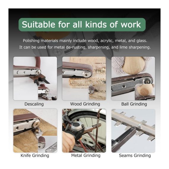 Huanyu Handbandschleifer Leichter Mini-Bandschleifer mit 7-stufig einstellbarer Elektroschleifmaschine inklusive 10 Schleifbändern für Holz Metall Acryl und Finish. Ideal für präzises Schleifen auf verschiedenen Substraten