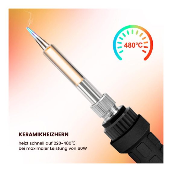 Löt- und Entlöt-Kits KAIWEETS KETS01 Elektronik Lötkolben Set mit einstellbarer Temperatur (220~480℃) Holzgravur Brandmalerei Lötzinn Entlötpumpe Lötpaste 5 Lötspitzen Halter Schwamm Pinzette