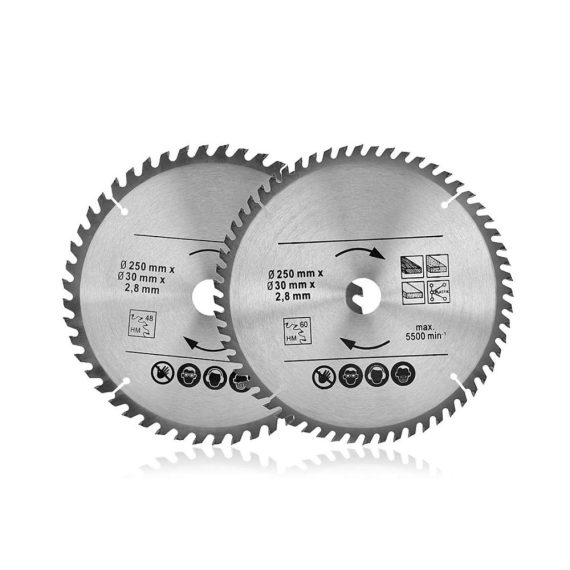 Hartmetall-Kreissägeblatt 250x30 mm für Holzschnitte – Vielseitiges Sägeblatt für Naturholz Hartholz und Weichholz mit unterschiedlichen Antrieben