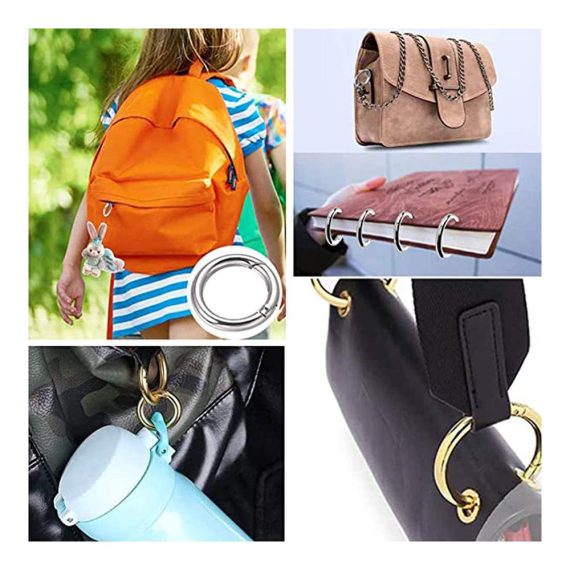 Karabiner mit Federhaken - Runde Karabinerhaken für Schlüsselanhänger Taschen und Geldbörsen - 18 Stück Schnappclips für Organisationszubehör