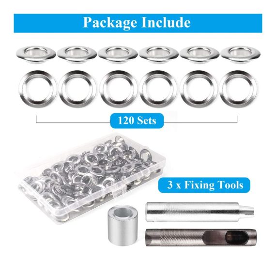 Grommet Werkzeug Kit - 120 Ösenzange Set mit Aufbewahrungsbox für Planen Papier Leder Stoff Vorhang - Professionelles Tüllen Grommet Einstell Werkzeug - Ideal für Poolabdeckungen