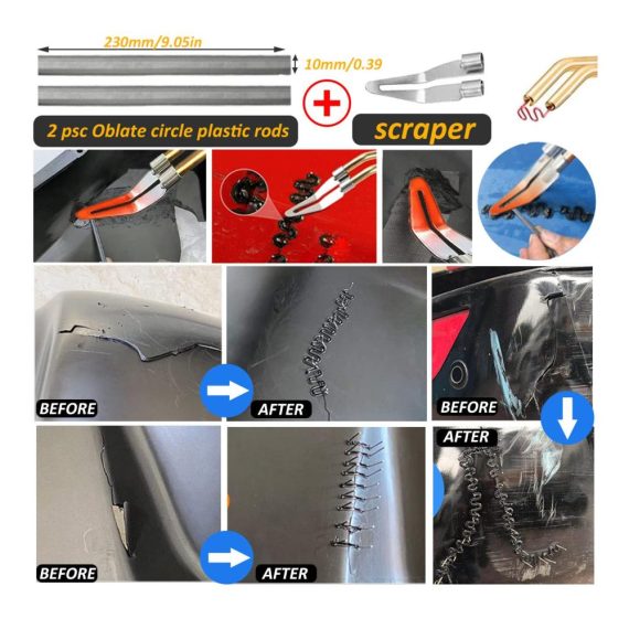 150W Kunststoffschweißer 2-in-1 Set für Auto Reparatur - 800PCS Schweißnägel 2 Schweißstäbe inklusive | Effektive Lösung für Stoßstangenreparatur & Kunststoffschweißen