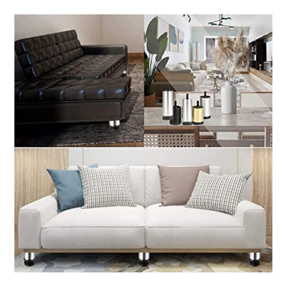 Aluminiumlegierung Möbelfüße 4er Set - Höhenverstellbare Sofa Tischbeine (20cm Gold) mit Gewinde für DIY-Möbelprojekte