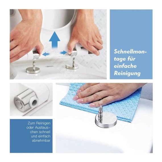 Duroplast WC-Sitz D-Form mit Absenkautomatik Quick-Release Antibakteriell - Hochwertiger Toilettendeckel für Stabilität und leichte Reinigung