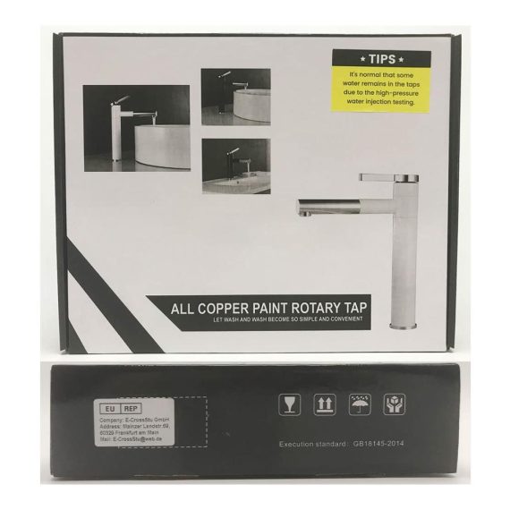 360° Drehbarer Hoch-Waschtischarmatur mit Einhebelmischer Touch-On-Funktion 50cm Flexible Schläuche Moderne Einfachheit - Weißes Messing-Wasserhahn fürs Bad
