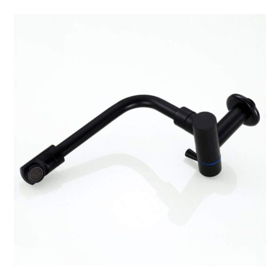360 Degree Swivel Matt Black Copper Faucet - Wall Mounted Bathroom Basin & Mop Pool Tap