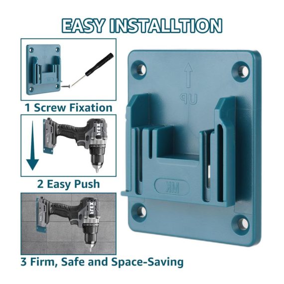 Robuste Werkzeughalterung Ständer-Set für Makita 18V Elektrowerkzeuge Bohrer und Batterien – Wandmontage mit 32 Schrauben Blau für die perfekte Werkstattorganisation