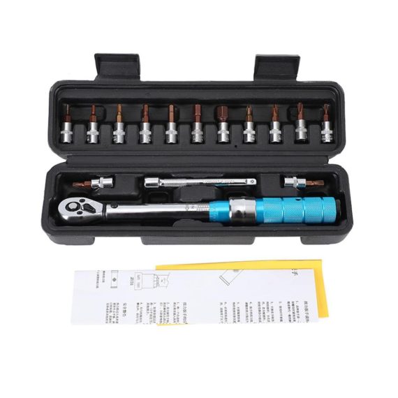 Drehmomentschlüssel-Set 15-teilig (1/4 Zoll 2-24 Nm) - Professionelles Fahrrad Werkzeug-Kit mit Sechskantschlüssel und Steckschlüsselsatz
