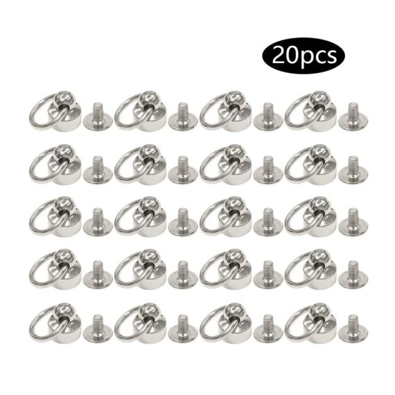 Messing Blindnieten Set mit 20 Stück Niet Studs Kugelbolzen und Ring - Silberne Schrauben inklusive für DIY Lederhandwerk Telefonhüllen-Dekoration und mehr