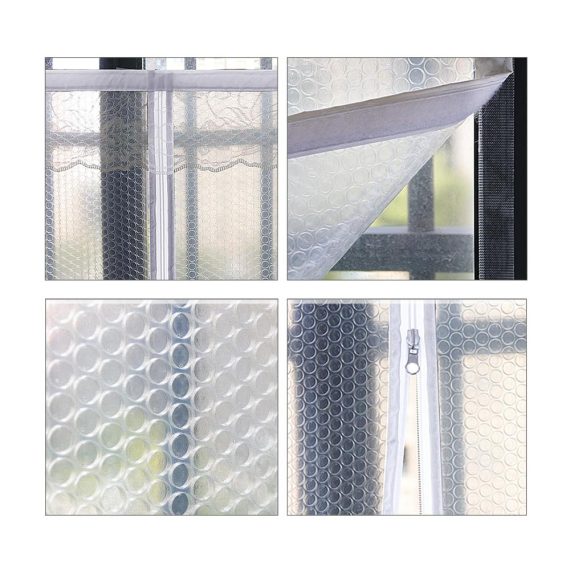 Premium Winterfenster-Isolierungsset inkl. Fensterdichtung Winddichter Fensterfolie Verdunkelungsvorhänge & Wärmeisolierung - Einfache Installation Anpassbar (W150xH100cm) Kälteschutz ohne Bohren