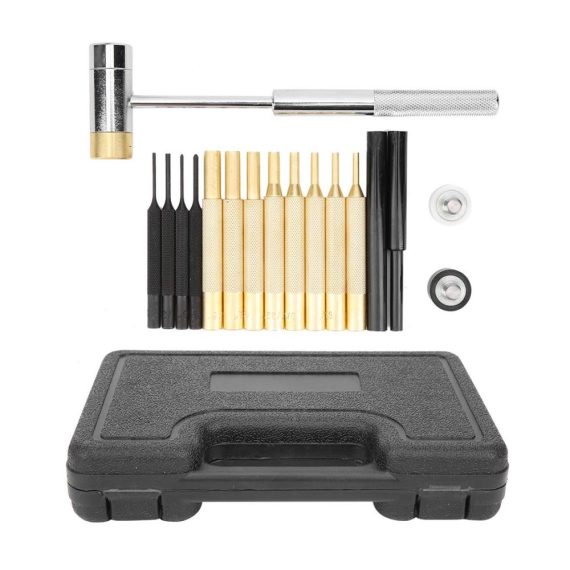 17-teiliges Splintentreiber Punch Set aus Messing und Edelstahl mit Doppelkopfhammer – Hochwertiges Wartungswerkzeug für Fixierung und Präzisionsarbeiten