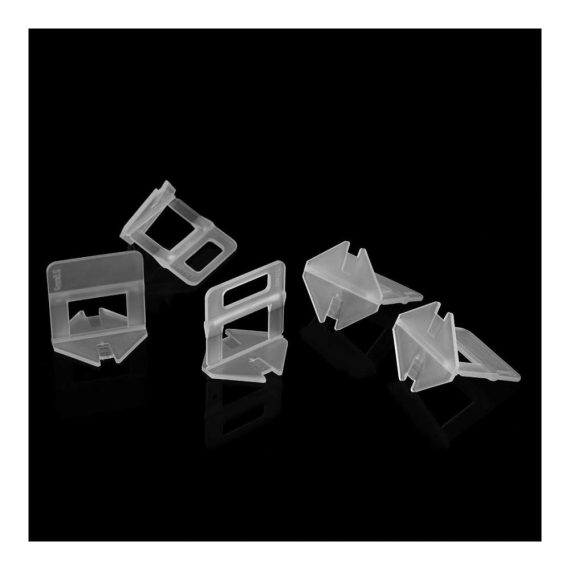 100er Set Kunststoff Nivellierclips für Keramikfliesen - 2mm Abstandshalter und Einweg-Fliesenwerkzeug zur Ausgleichsmassen-Installation an Boden und Wand