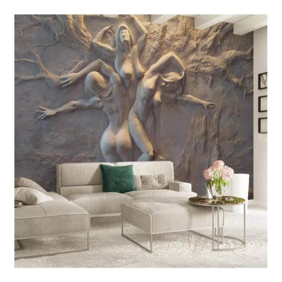 3D Effekt Fototapete Europäische Skulptur Wandbild für Wohnzimmer & Schlafzimmer - Moderne Wanddekoration 200cm x 150cm