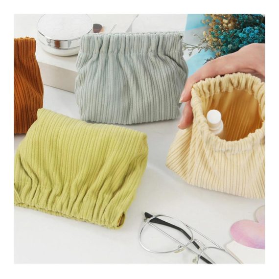 3-teiliges Corduroy Haaraccessoire-Set Handtuchständer Reise-Elastic-Organizer & Make-up Tasche