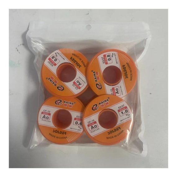 Elektronik Lötzinn Set - 4 Stück 50g Lötzinn mit Kolophoniumkern und Flussmittel | Lötdraht für Reparatur & Elektrolöten (06/08/1 mm) - Ideal für Heimwerken