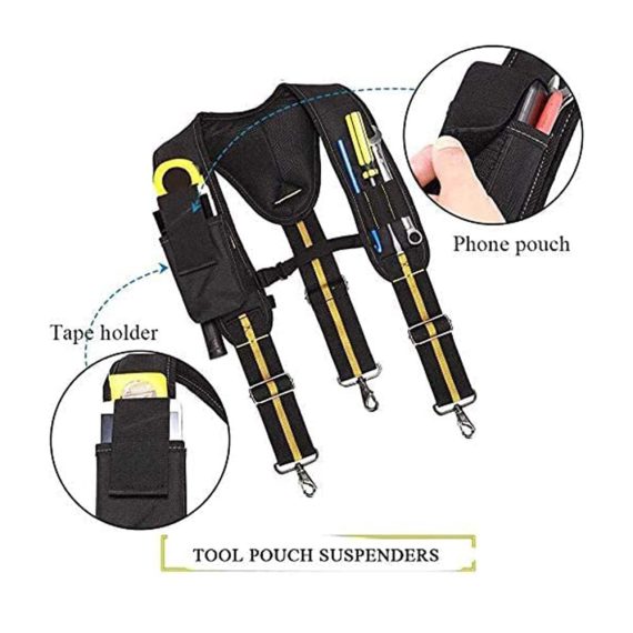 Verstellbarer Werkzeuggürtel mit Taschen für Elektriker Zimmerer Tischler - Strapazierfähiger Hammerhalter Nageltasche und Messertasche für Handwerker