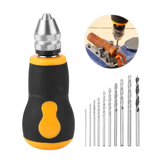 Präzisions-Handbohrer-Set mit 10 Bohrern (08-30 mm) - Ideal für Holzbearbeitung Stiftschraubstock und Handwerk Spiralbohrer inklusive
