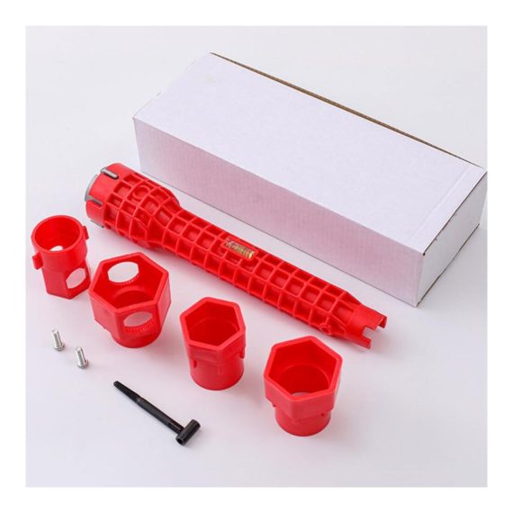 Multifunktionaler Sanitärwerkzeug-Set Rohrzangen & Wasserhahn-Installer | Klempner-Schlüssel für Spülbeckeninstallation | Badezimmerrohrabzieher (Rot 10x10x1.97 Zoll