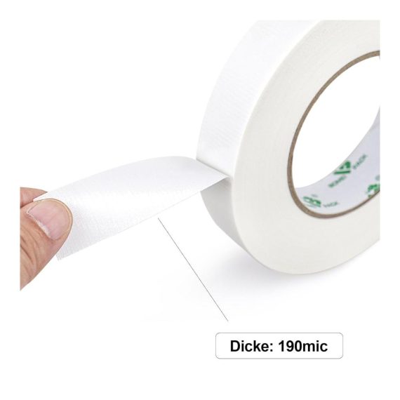 Panzertape BOMEI PACK 1 Rolle - 25mm x 50m Gewebeband Weiß Extra Starkes Panzerband Gewebeklebeband mit hoher Stärke Duct Tape wasserfest für vielseitige Anwendungen