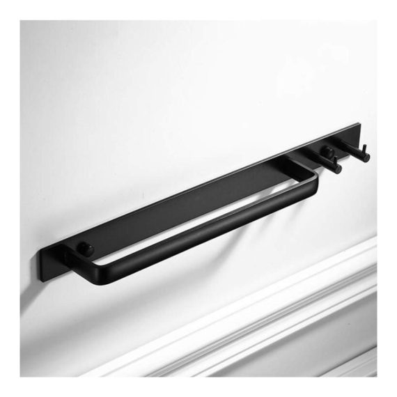 Aluminium Handtuchhalter Gabriera – Platzsparende Wandmontage 39-62 cm mit 2 Haken für Badezimmer und Küche Silber