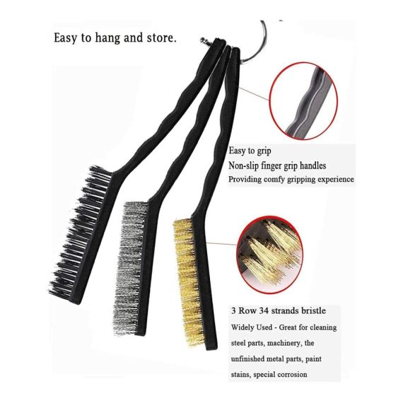 9-teiliges Drahtbürsten-Set Edelstahl Messing Nylon - Ideal für Schweißschlacken Holz & Rostentfernung