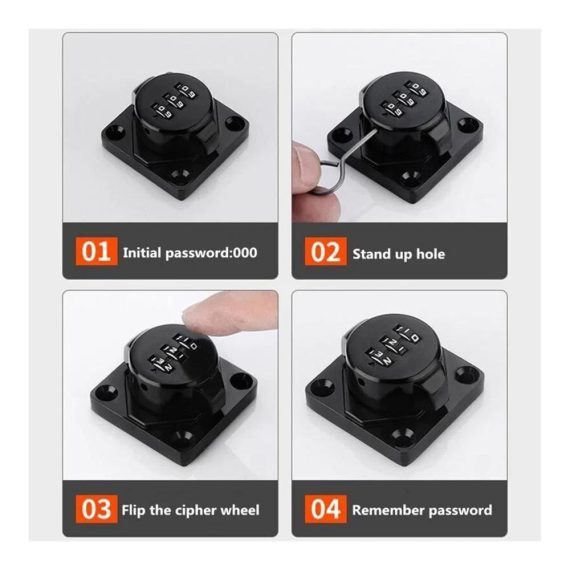 3-stellige Kombinationscode Zahlenschlösser für Schränke - Keyless Sicherheitsschlösser für Haushalt und Möbel (2er Pack Schwarz