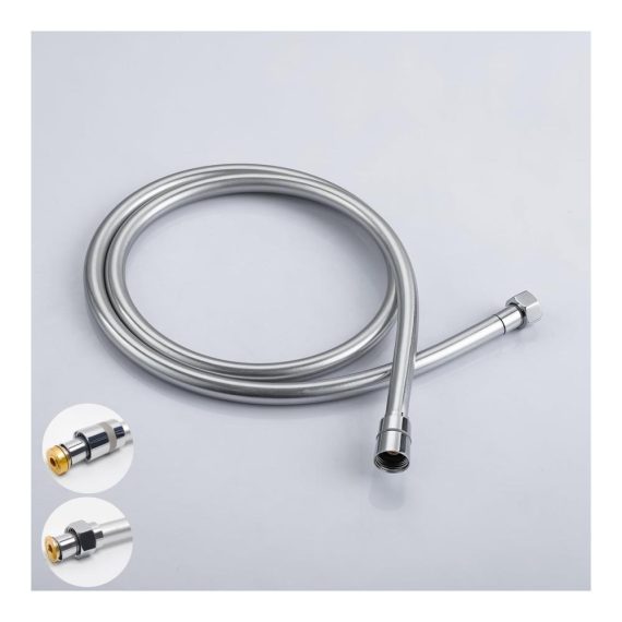 Brauseschlauch 1500mm mit G1/2 Anschluss Anti-Knickschutz PVC-Optik Korrosionsschutz Verdrehsicher Hitzebeständig - Chrom Duschschlauch für universale Verwendung