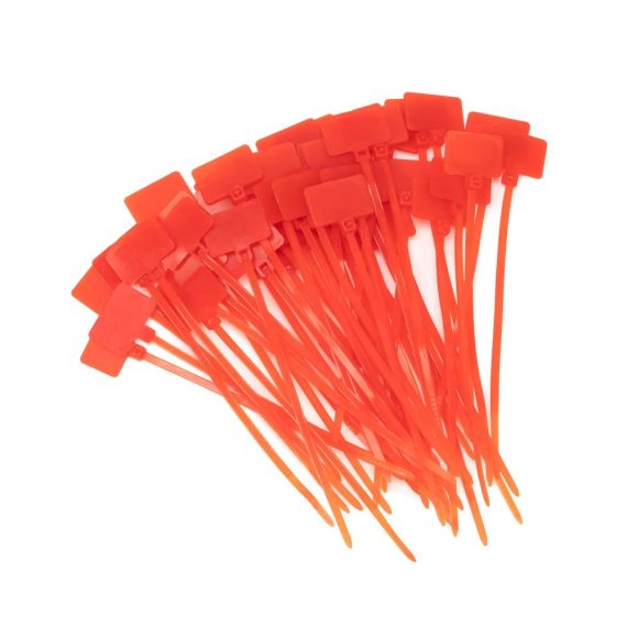 1000PCS Selbstverriegelnde Kabelbinder Nylon Marker 100mm x 2.5mm Rot - Ideal für Ethernet Power Marking und Kabelkennzeichnung - Inklusive Write-on Cable Tags